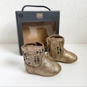 Frye Baby girl Deborah western boots metallic bronze Sz 2